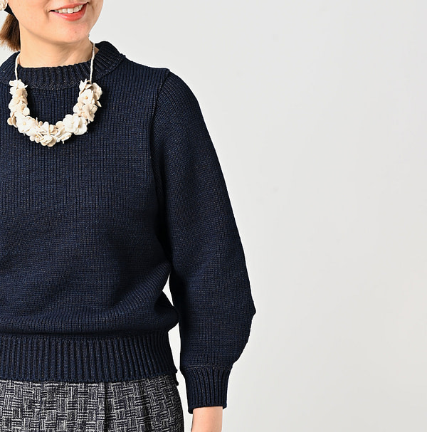 Indigo Puff Sweater Detail