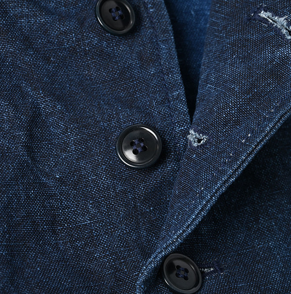 Indigo Linen Duck 908 Hunting Vest Detail
