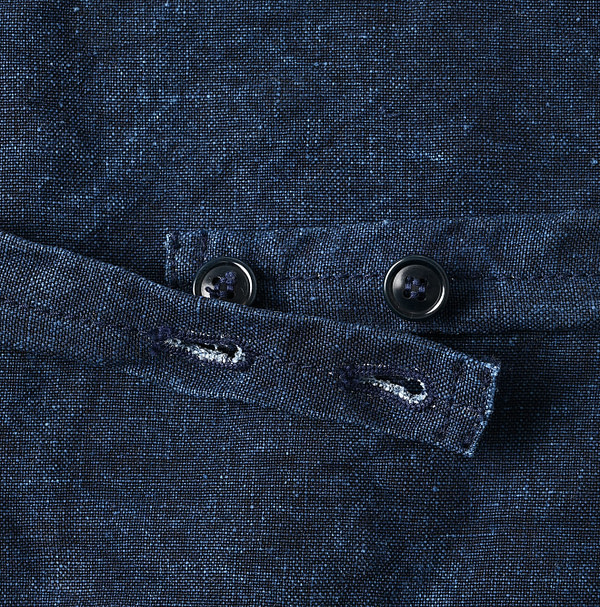 Indigo Linen Duck 908 Hunting Vest Detail