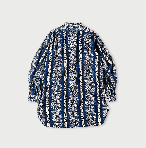Indian Striped Flower Block Print 908 Stand Collar Grandpa Shirt Back