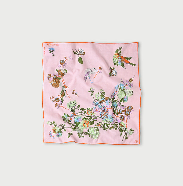 Khadi Bird Garden Bandana Pale Pink