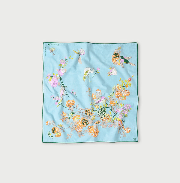 Khadi Bird Garden Bandana Saxe