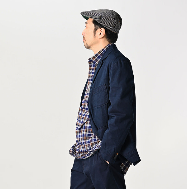 Indigo Thin Gabardine 908 Miyuki Jacket Male Model