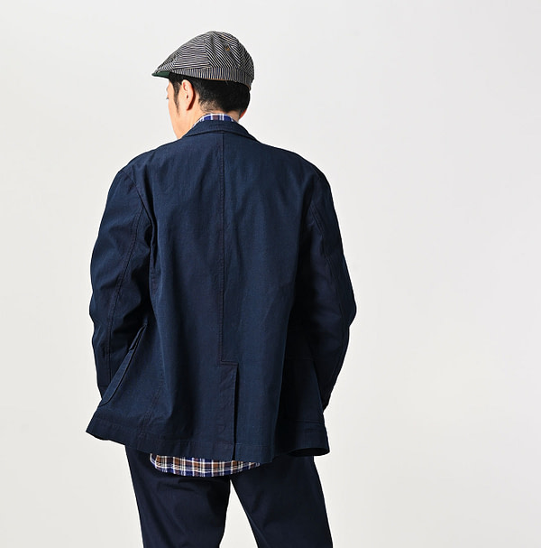 Indigo Thin Gabardine 908 Miyuki Jacket Male Model