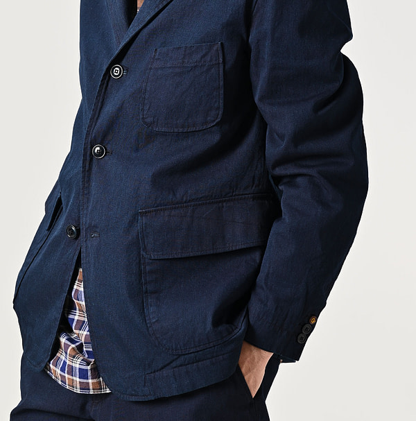 Indigo Thin Gabardine 908 Miyuki Jacket Detail