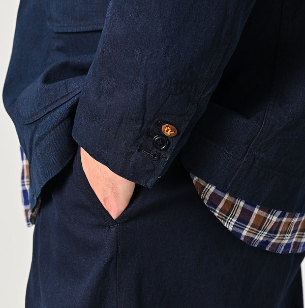 Indigo Thin Gabardine 908 Miyuki Jacket Detail