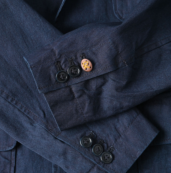 Indigo Thin Gabardine 908 Miyuki Jacket Detail