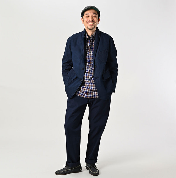 Indigo Thin Gabardine 908 Miyuki Jacket Male Model