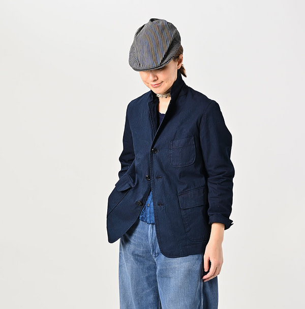Indigo Thin Gabardine 908 Miyuki Jacket Female Model
