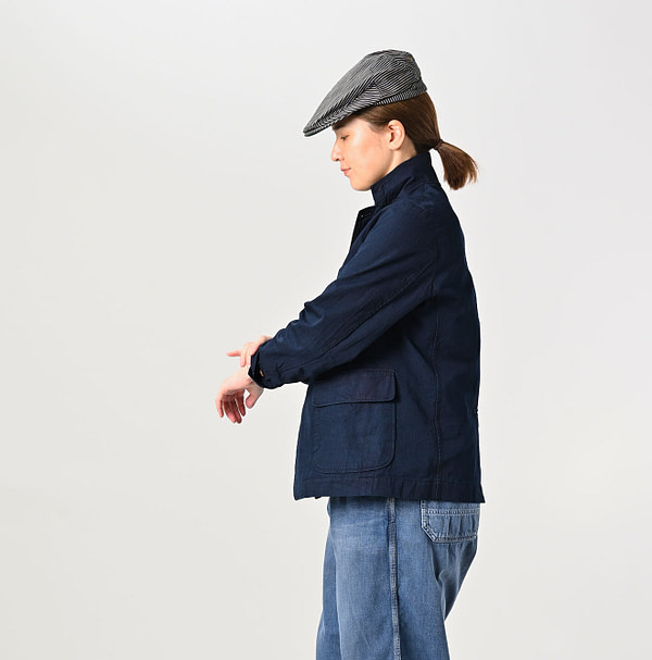 Indigo Thin Gabardine 908 Miyuki Jacket Female Model