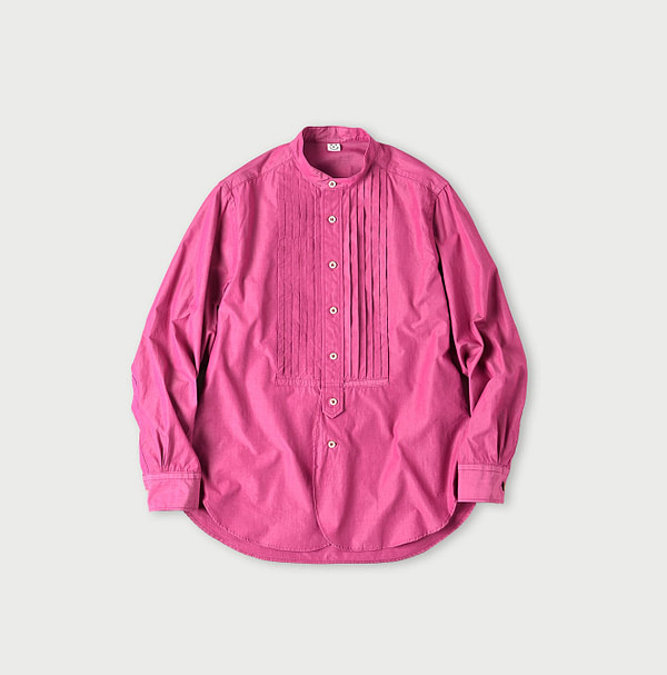 Miko 908 Loafer Pintuck Stand Collar Shirt Pink