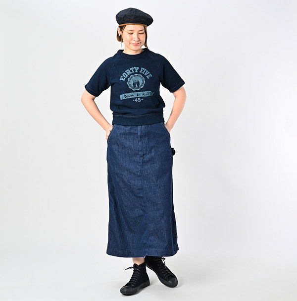 Mon-petit Denim Painter Skirt Female Model