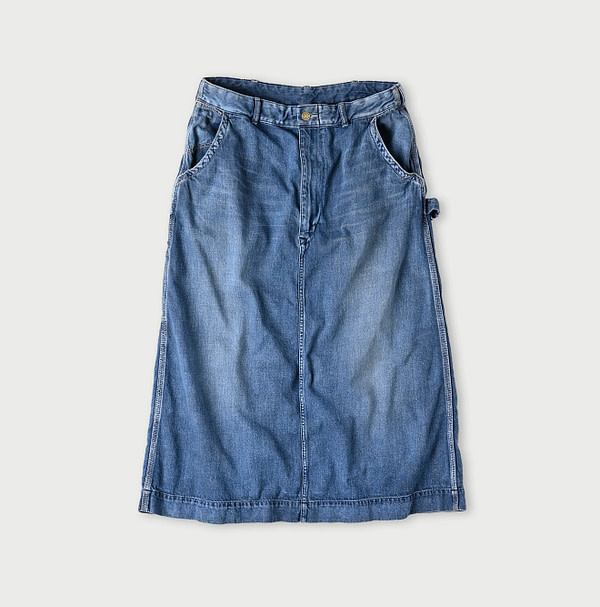 Mon-petit Denim Painter Skirt Indigo Tan