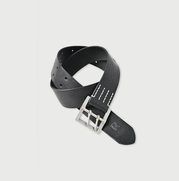 Vintage Leather Belt Wide Black