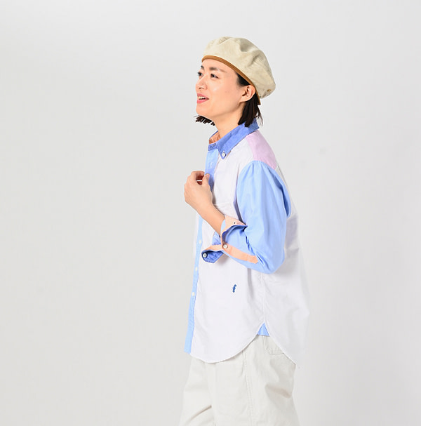 OX Crazy 908 Ocean Button Down Shirt Female Model