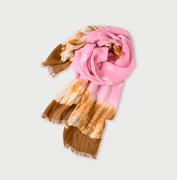 Indian Linen Tie-dye Stole Pink