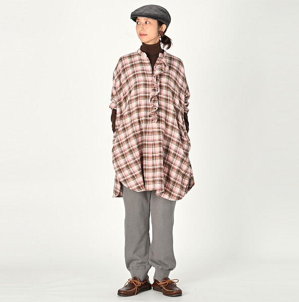 ONEONE Iroiro Indian Flannel Frill Tunic Female Model