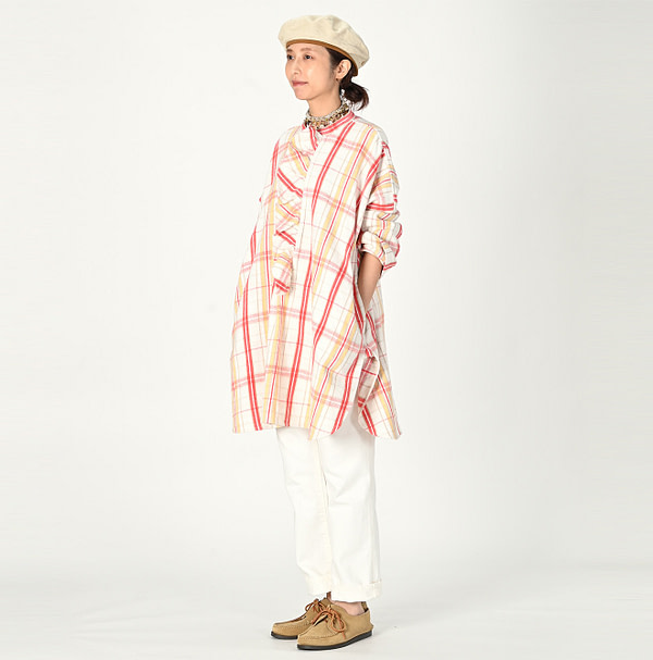 ONEONE Iroiro Indian Flannel Frill Tunic Female Model