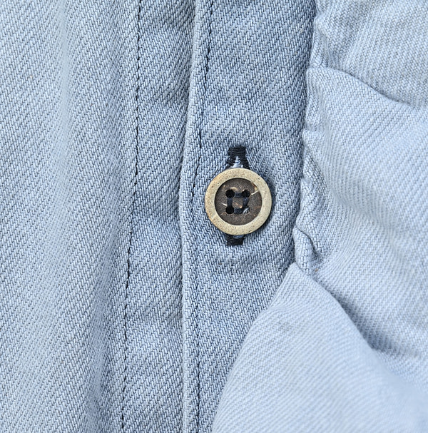 ONEONE Futatabi Okome Denim Frill Tunic Tan Detail