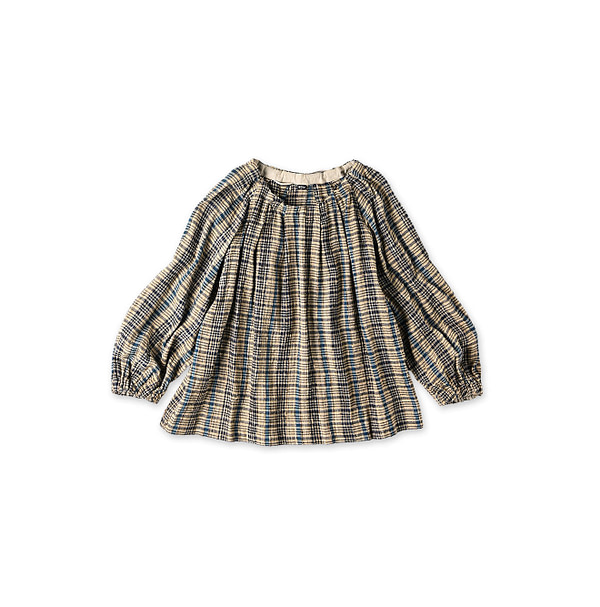 Indian Silk Tanba Cloth Tuck Blouse Beige