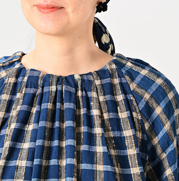 Indian Silk Tanba Cloth Tuck Blouse Detail