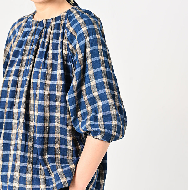 Indian Silk Tanba Cloth Tuck Blouse Detail