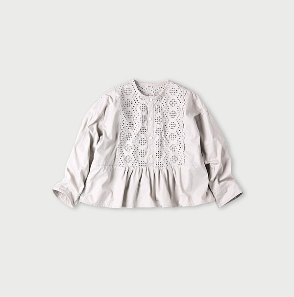 Thin Gabardine Cutwork Blouse Antique White