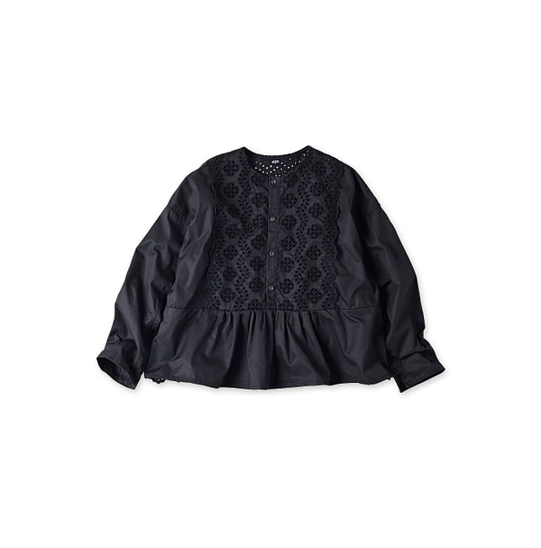 Thin Gabardine Cutwork Blouse Black