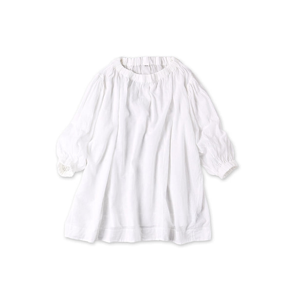Gauze Shirring Tunic Blouse White
