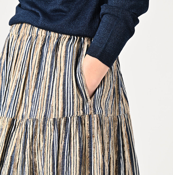 Indian Silk Tanba Cloth Tiered Skirt Detail