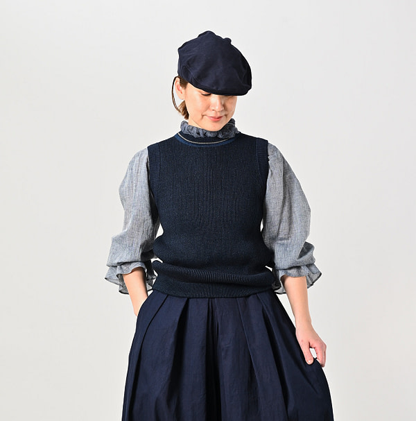 Indigo Tilden Knitsew Vest Female Model