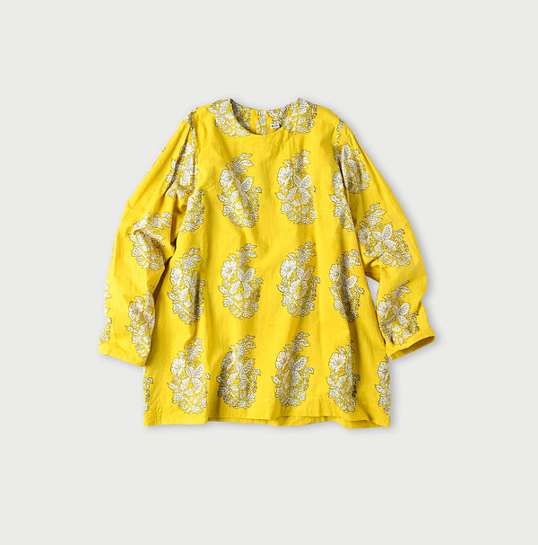 Seasonal Terms Block Print Blouse Yellow
