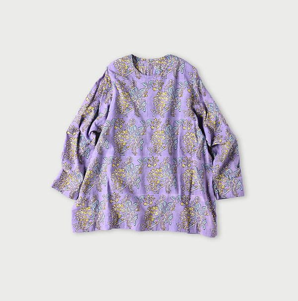 Seasonal Terms Block Print Blouse Purple