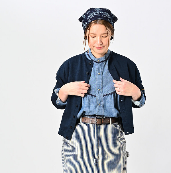 Indigo Knitsew Square Cardigan Female Model