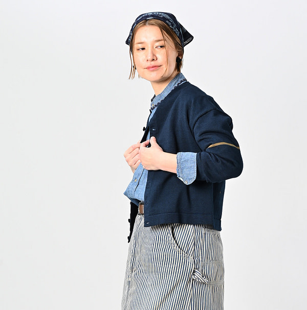 Indigo Knitsew Square Cardigan Female Model