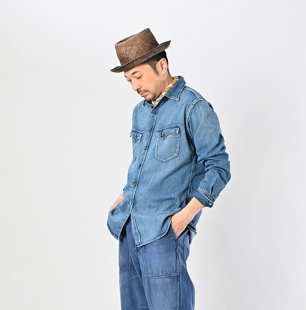 Shirt Denim 908 Eastern Shirt Distressed Male Model