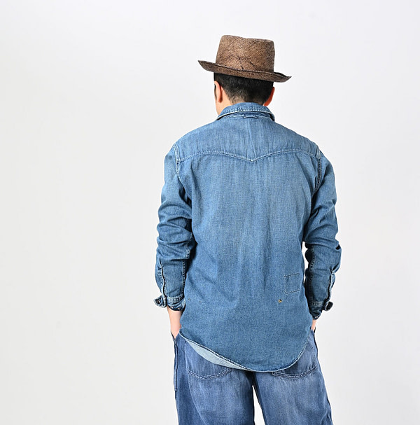 Shirt Denim 908 Eastern Shirt Distressed Male Model