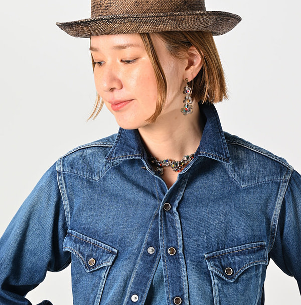 Shirt Denim 908 Eastern Shirt Distressed Detail