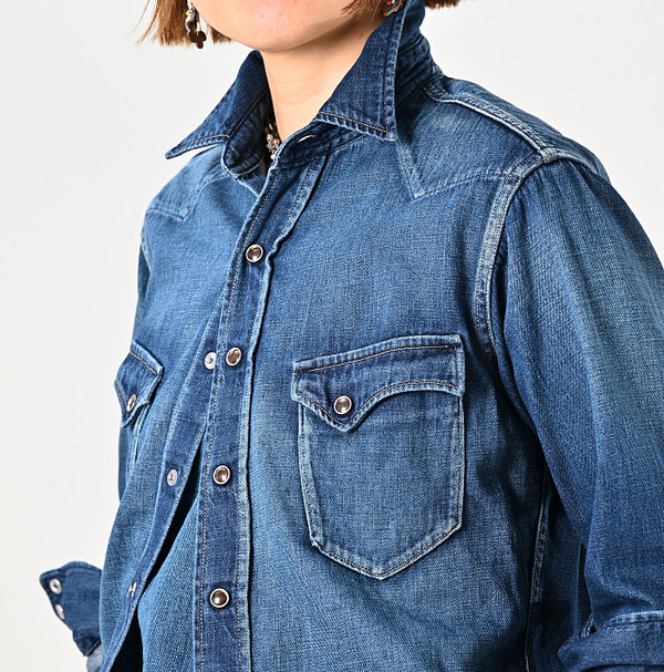 Shirt Denim 908 Eastern Shirt Distressed Detail