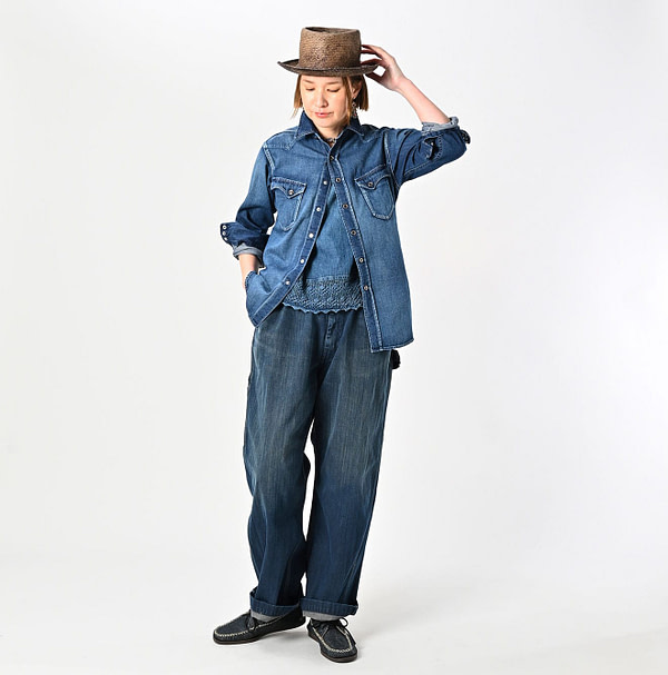 Shirt Denim 908 Eastern Shirt Distressed Female Model