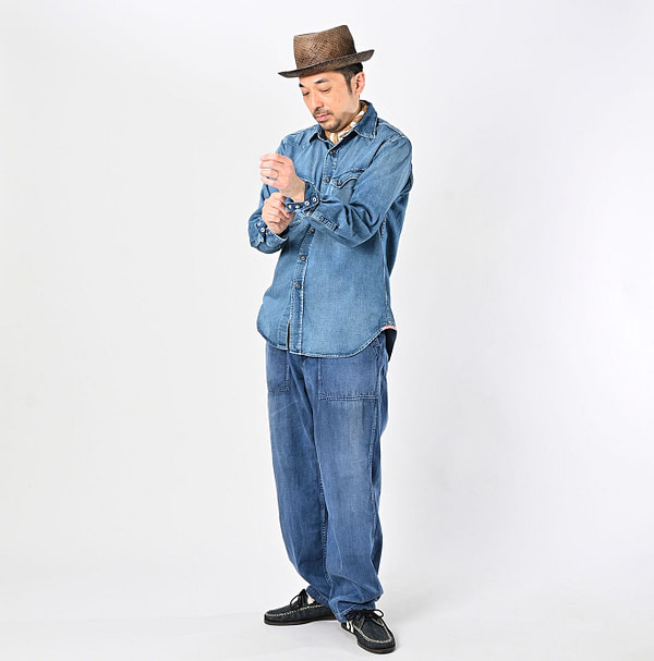 Shirt Denim 908 Eastern Shirt Distressed Male Model