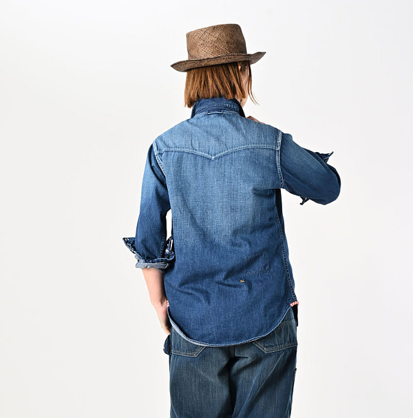 Shirt Denim 908 Eastern Shirt Distressed Female Model