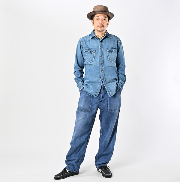 Mon-petit Denim 908 Baker Pants Tan Male Model