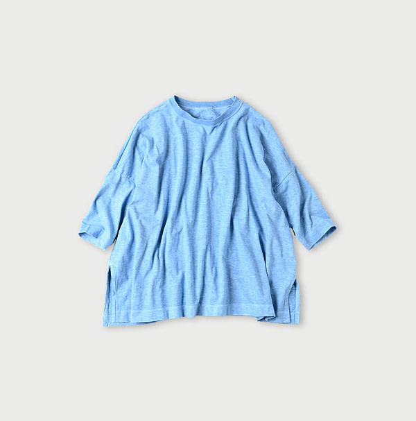 Plant Dyed Tenjiku Big Slit T-shirt Gardenia