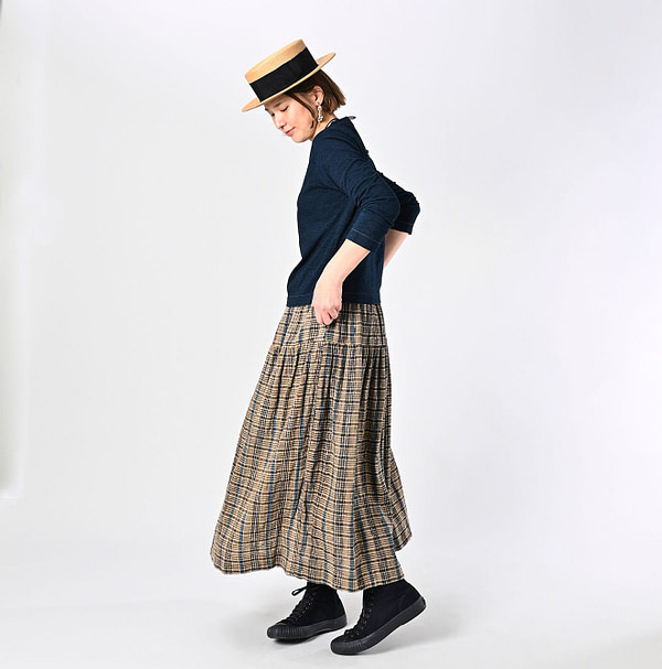 Indigo Tenjiku Square T-shirt Nou Female Model