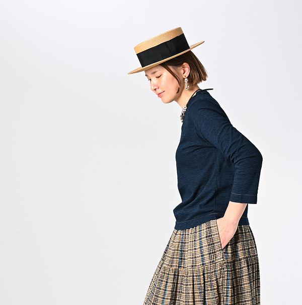 Indigo Tenjiku Square T-shirt Nou Female Model
