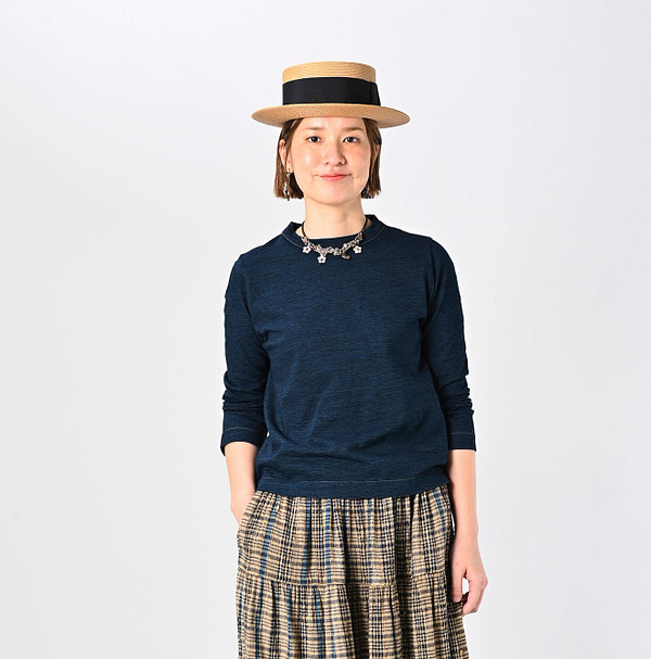 Indigo Tenjiku Square T-shirt Nou Female Model