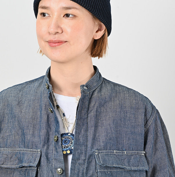 Cotton Linen Ruri Dungaree 908 Neem Shirt Nou Detail