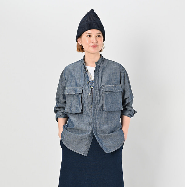Cotton Linen Ruri Dungaree 908 Neem Shirt Nou Female Model