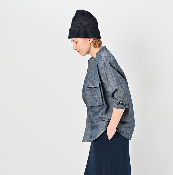Cotton Linen Ruri Dungaree 908 Neem Shirt Nou Female Model